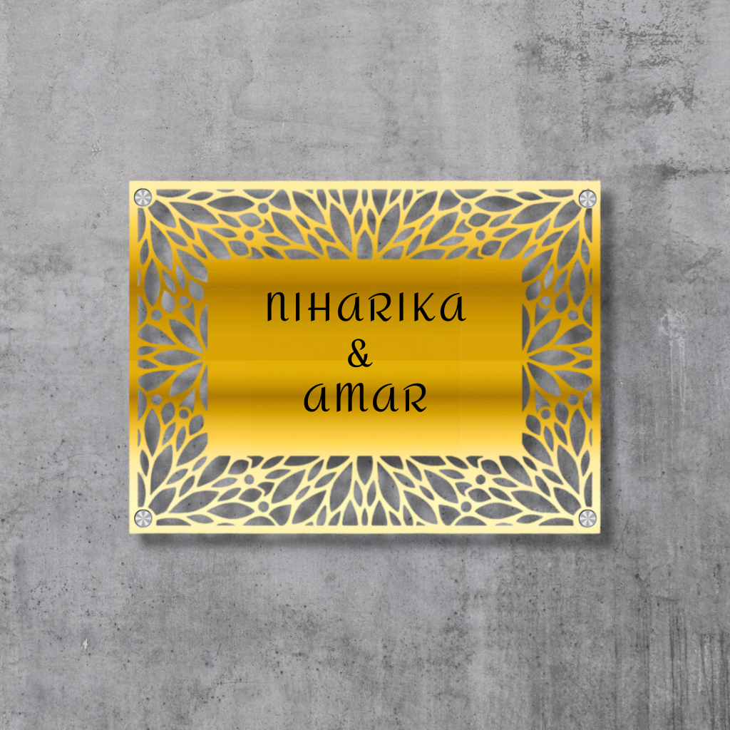 Ethereal Leaf Name Plate (Stainless Steel) | Premium Custom Name Plates for Homes