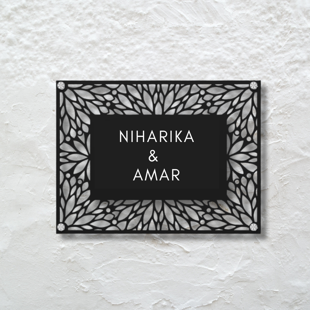 Ethereal Leaf Name Plate (Stainless Steel) | Premium Custom Name Plates for Homes