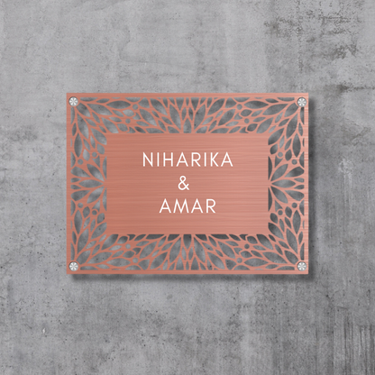 Ethereal Leaf Name Plate (Stainless Steel) | Premium Custom Name Plates for Homes