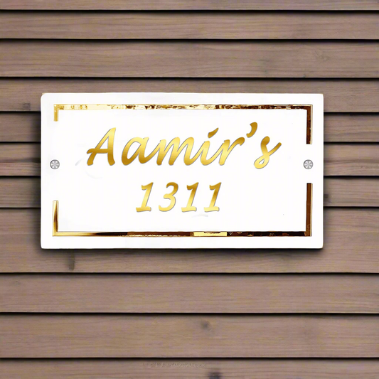 Golden Edge Name Plate | Premium Custom Name Plate for Home