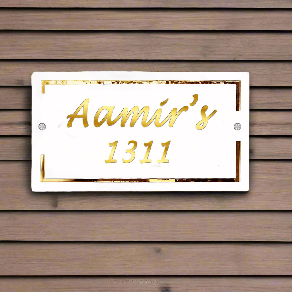Golden Edge Name Plate | Premium Custom Name Plate for Home