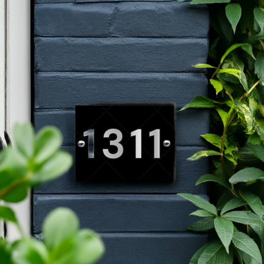 Elegant Numbers - Number Plate | 3D Number Plate - Premium Name Plate For Home and Office Acrylic: Silver in Black