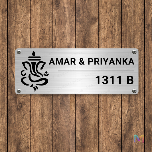 Ethnic Collection - Blessings of Ganesha Ji (Stainless Steel) | Lord Ganesh | Premium Name Plate for Home