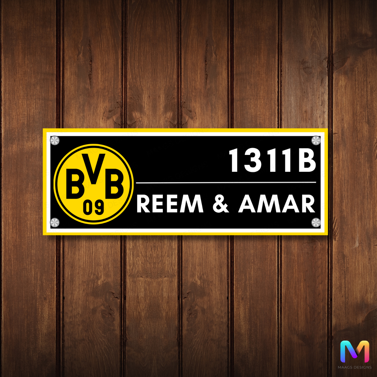 Sports Collection - Dortmund FC Name Plate | Premium Custom Football Name Plate for Home