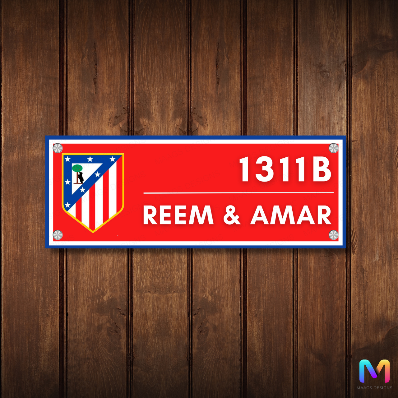 Sports Collection - Atletico Madrid FC Name Plate | Premium Custom Football Name Plate for Home