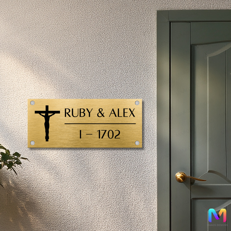 Ethnic Collection - Blessings of Holy Cross (Stainless Steel) | Premium Custom Name Plates for Home