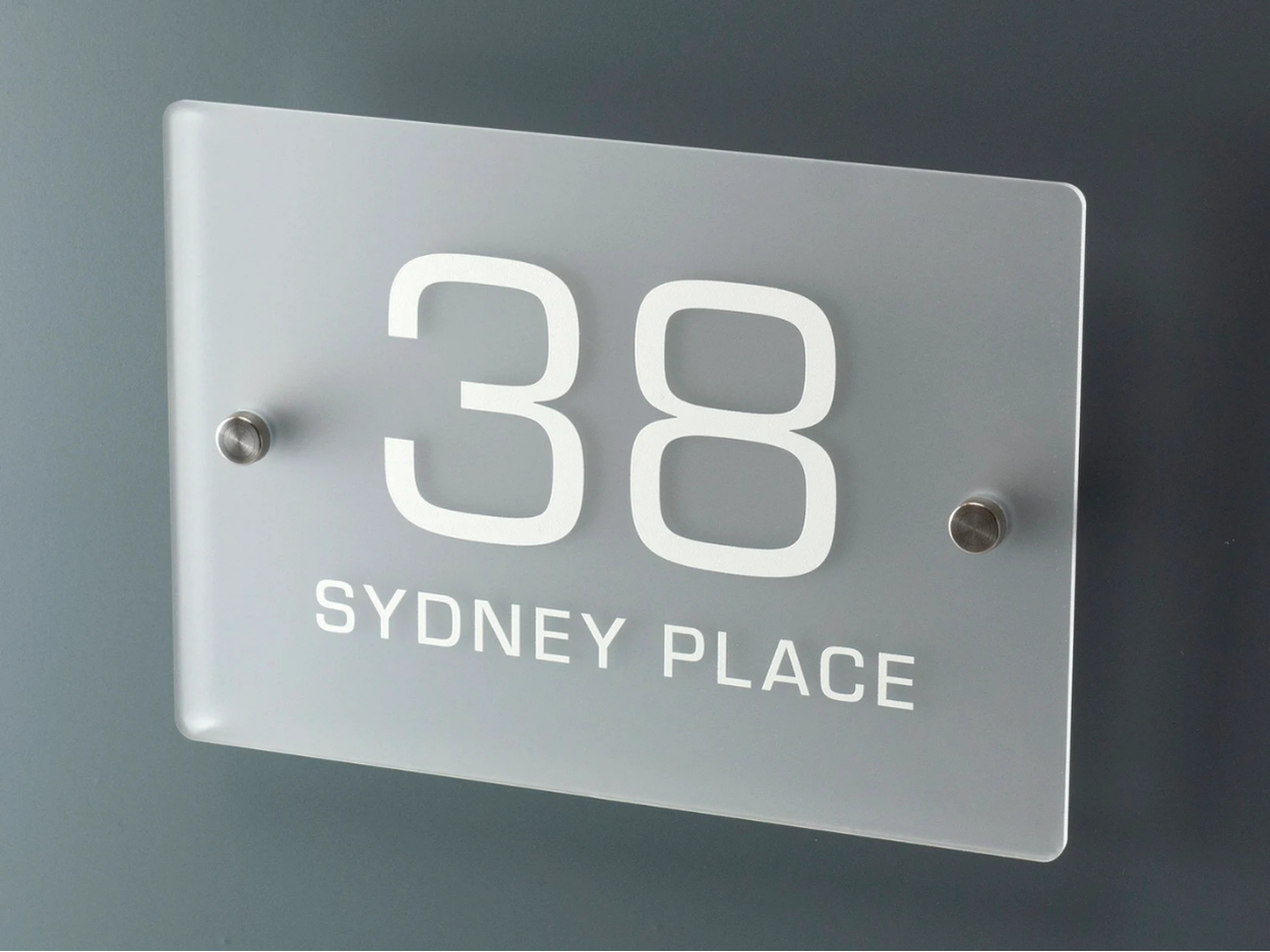 Frosted Elegance - House Number Plate (Acrylic) Acrylic White