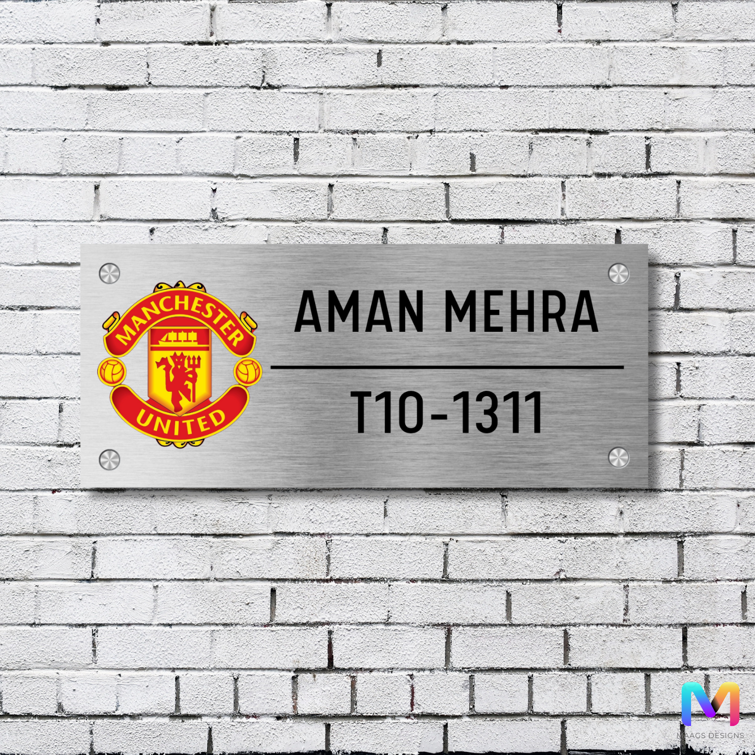 Sports Collection - Manchester United Name Plate (Stainless Steel) Stainless Steel: Natural