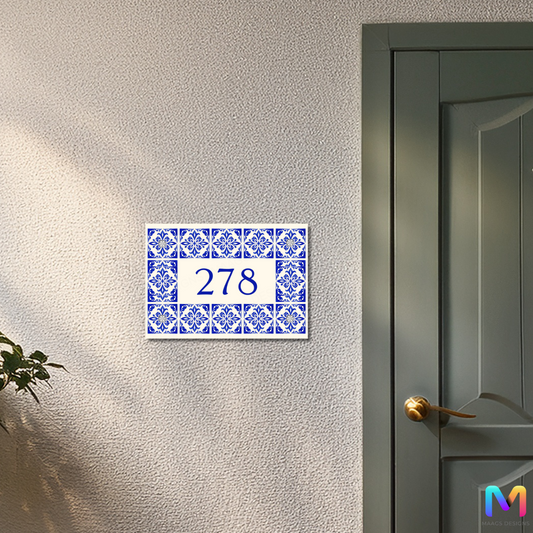 Azulejo Elegance - House Number Plate (Acrylic)