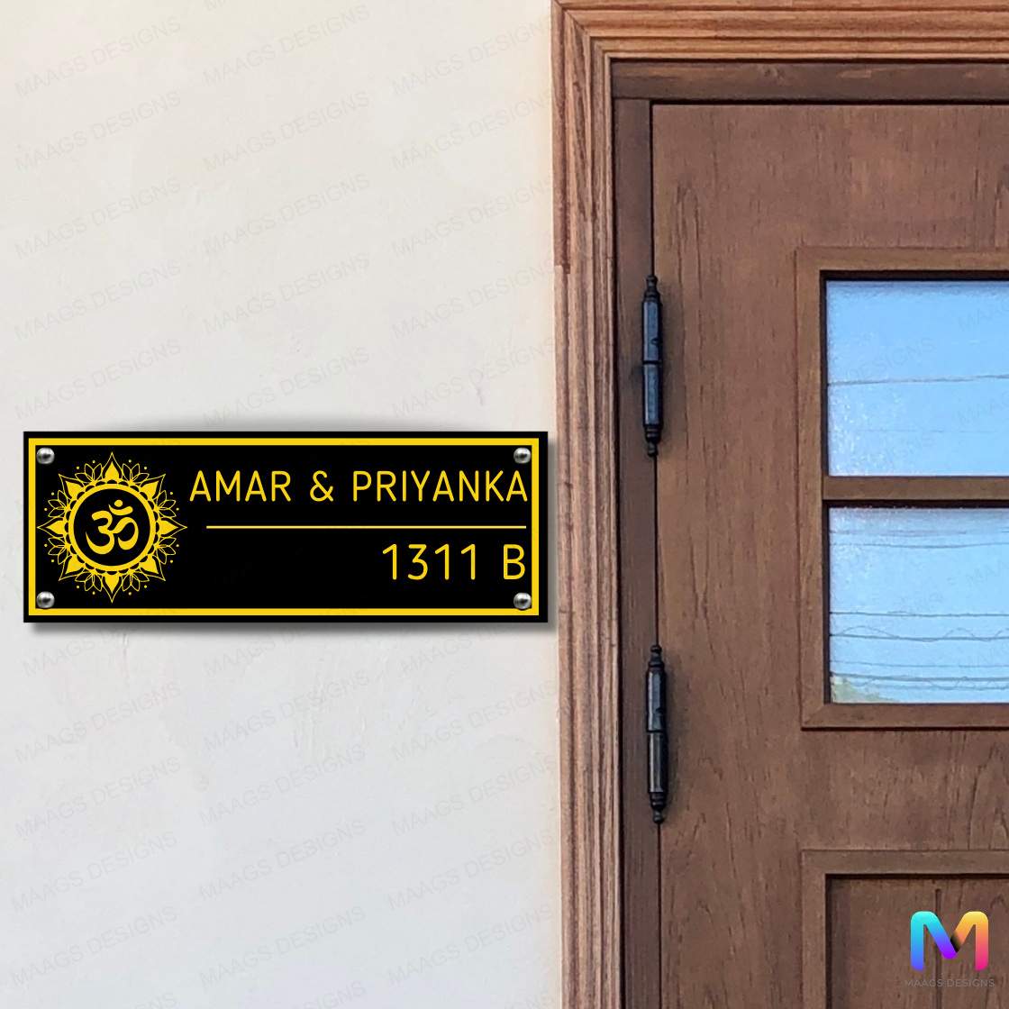 Ethnic Collection - Hari Om Name Plate for Home (Acrylic) | Premium Custom Name Plates for Home