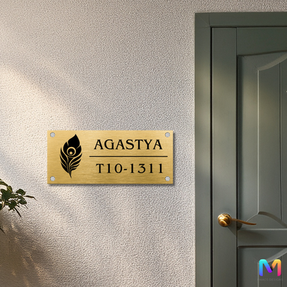 Ethnic Collection - Mor Pankh Stainless Steel Name Plate Stainless Steel: Glossy Gold