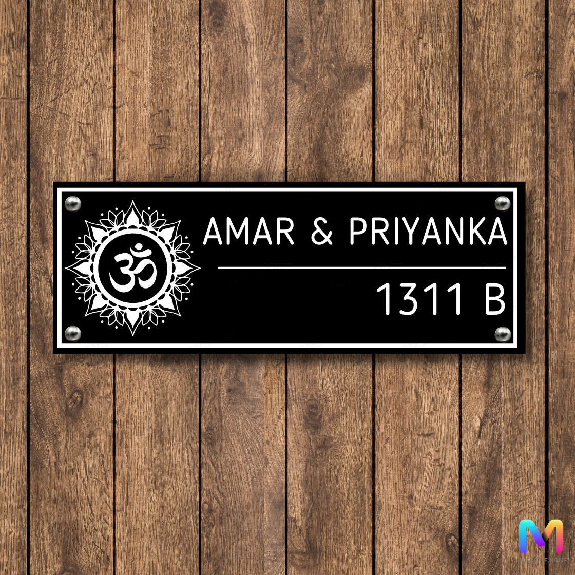 Ethnic Collection - Hari Om Name Plate for Home (Acrylic) | Premium Custom Name Plates for Home