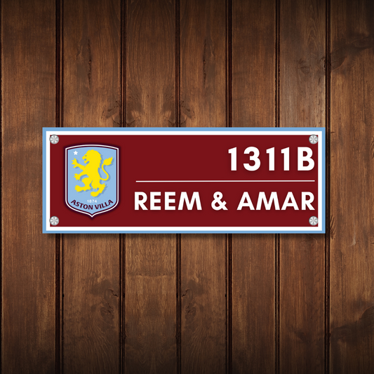 Sports Collection - Aston Villa FC Name Plate | Premium Custom Name Plate for Home