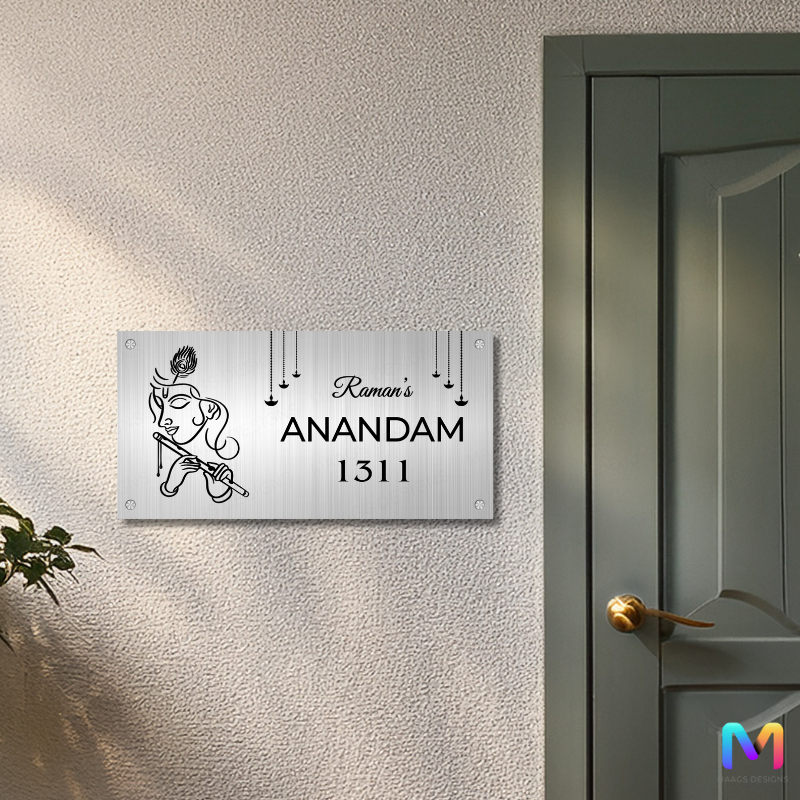 Ethnic Collection - Lord Krishna Name Plate (Stainless Steel)