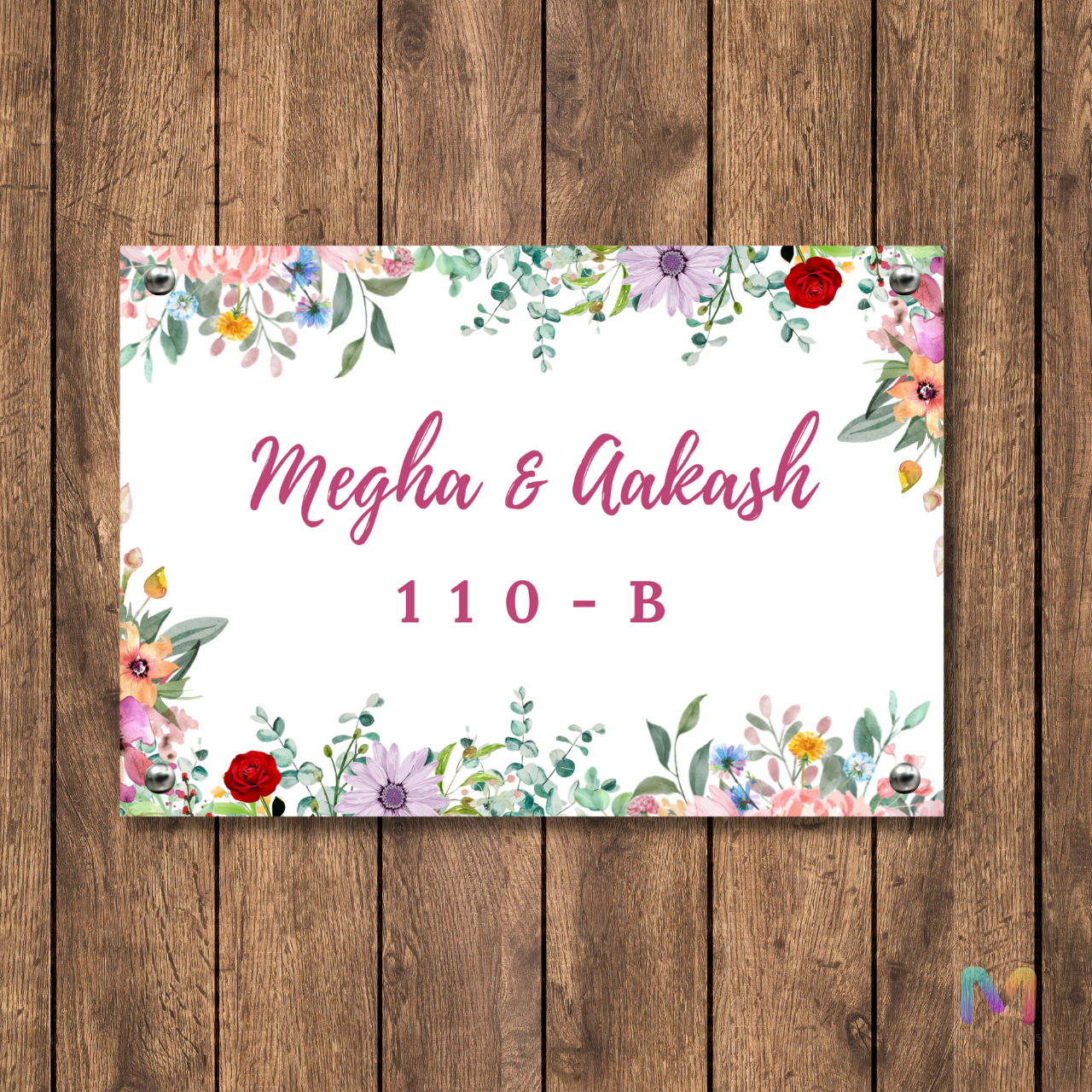 Floral Bliss Name Plate - Design #02 | Premium Name Plate for Home