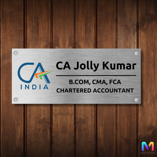 CA Logo Name Plate for Office (Metal) | Chartered Accountant Name Plate for Home and Office