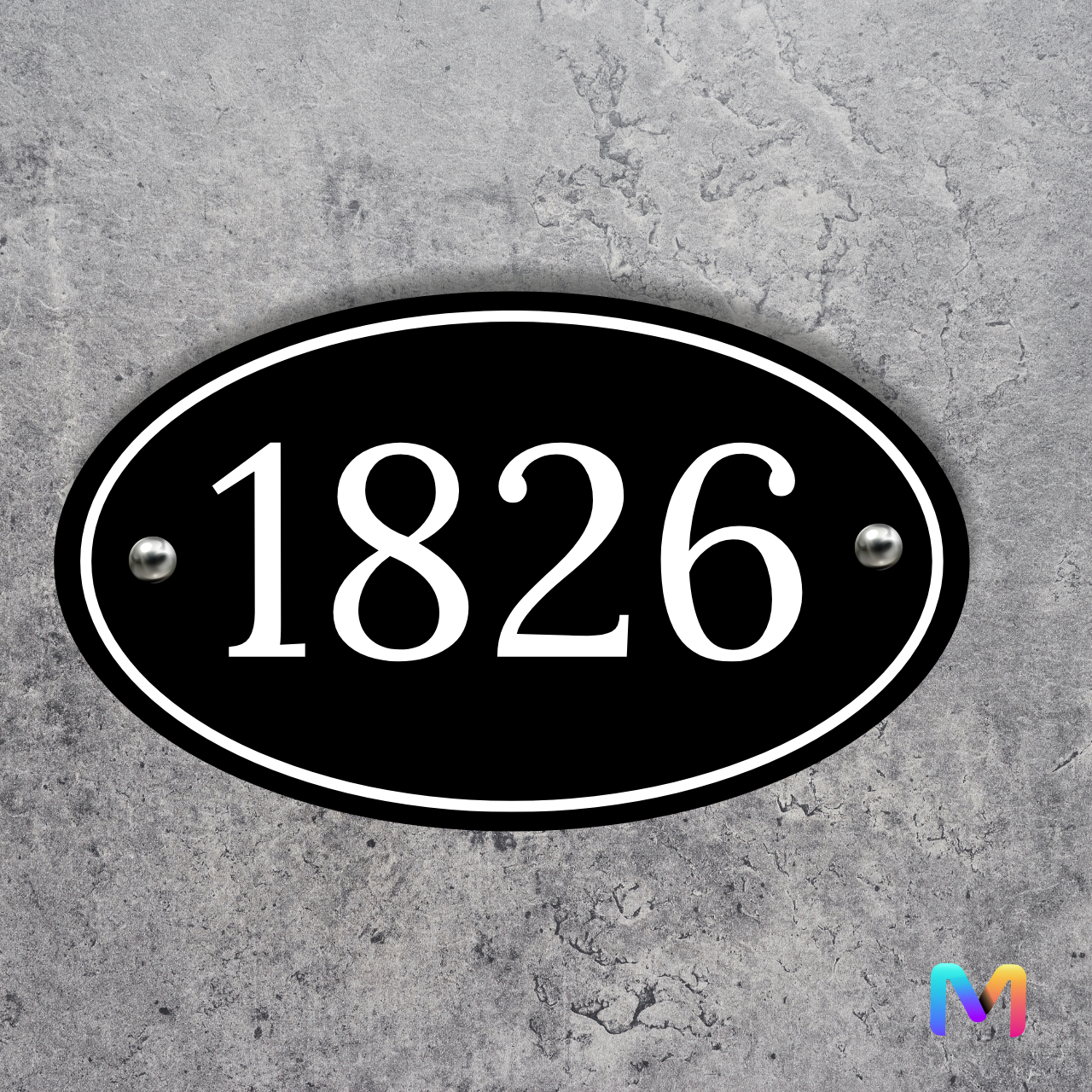 Minimalist - House Number Plate (Acrylic) Acrylic: White in Black 12" x 7" inches