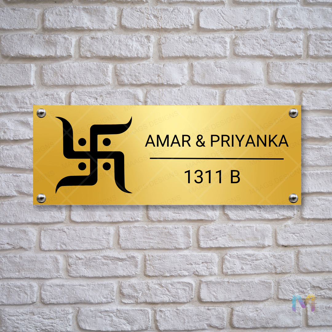 Ethnic Collection - Sacred Swastik | Premium Custom Name Plates for Homes