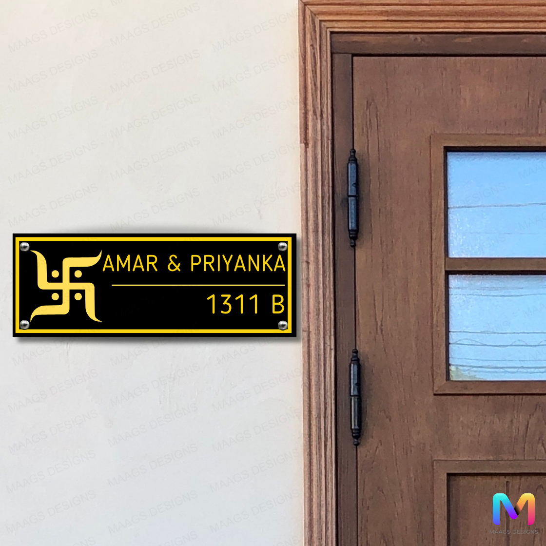 Ethnic Collection - Sacred Swastik Name Plate (Acrylic) | Premium Custom Name Plates for Home