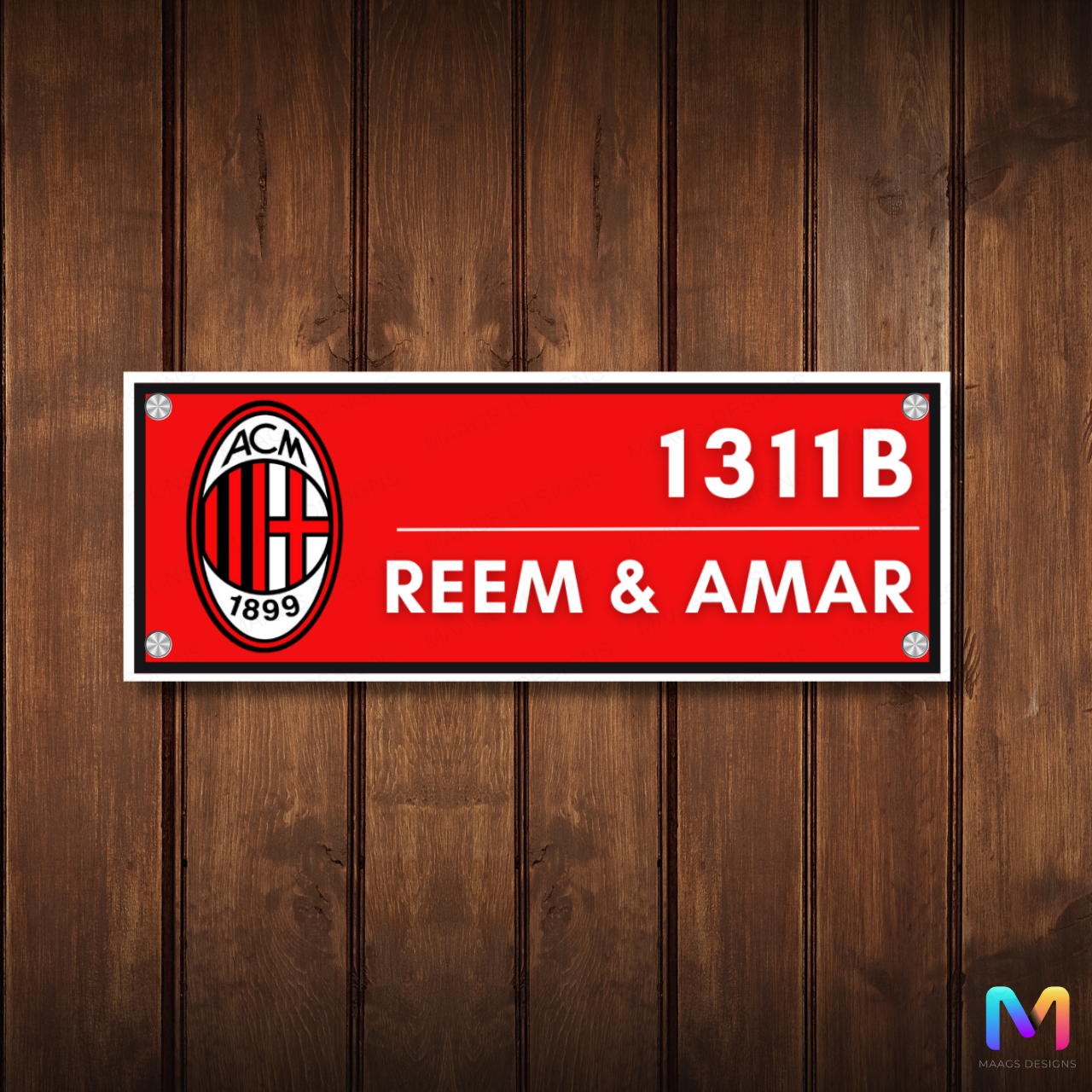 Sports Collection - AC Milan Name Plate | Premium Custom Name Plate for Home