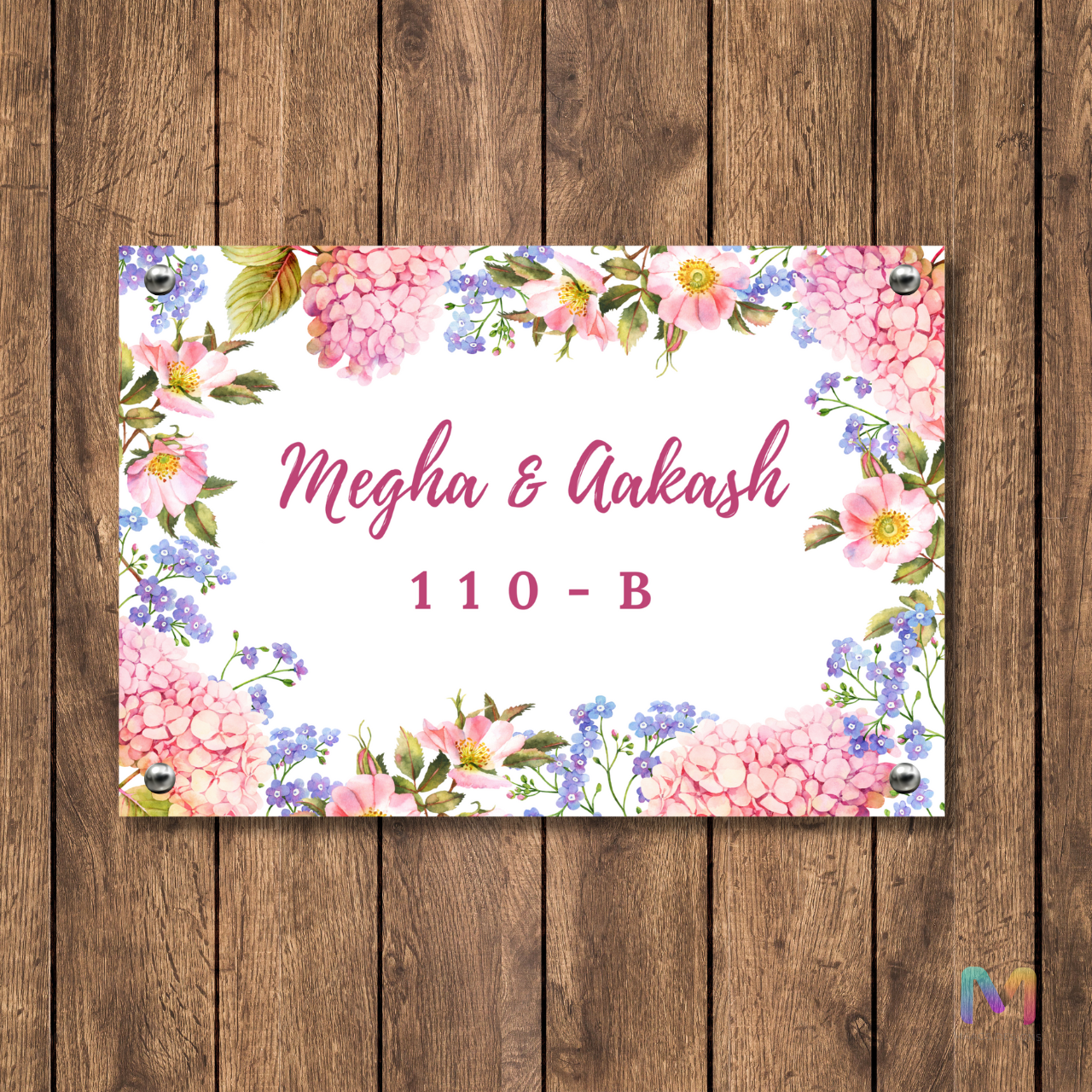 Floral Bliss Name Plate - Design #01 | Premium Name Plate for Home