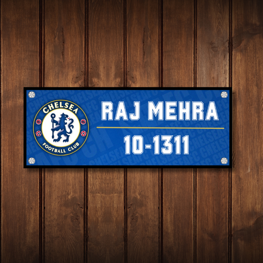 Sports Collection - Chelsea Name Plate - Backdrop | Premium Custom Name Plate for Home