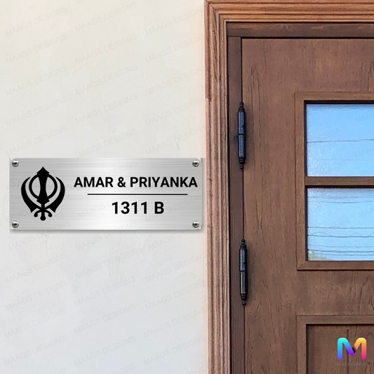 Ethnic Collection - Might of the Khanda Name Plate | Punjabi Name Plate (Stainless Steel)
