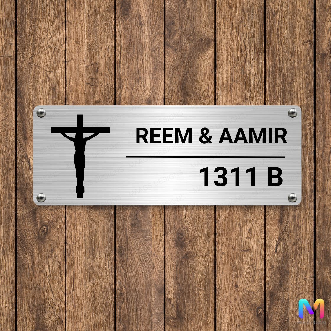 Ethnic Collection - Blessings of Holy Cross (Stainless Steel) | Premium Custom Name Plates for Home Stainless Steel: Natural