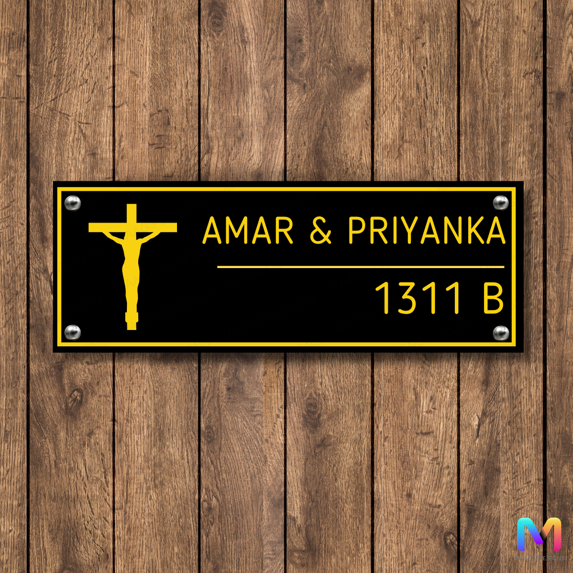 Ethnic Collection - Blessings of Holy Cross Name Plate (Acrylic) Acrylic: Deep Yellow in Black