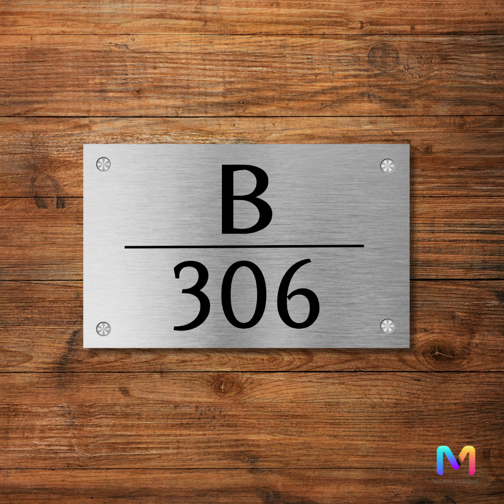 House Number Plate (Stainless Steel) Stainless Steel: Silver
