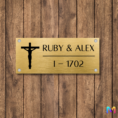 Ethnic Collection - Blessings of Holy Cross (Stainless Steel) | Premium Custom Name Plates for Home Stainless Steel: Gold