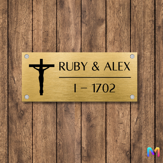 Ethnic Collection - Blessings of Holy Cross (Stainless Steel) | Premium Custom Name Plates for Home Stainless Steel: Gold