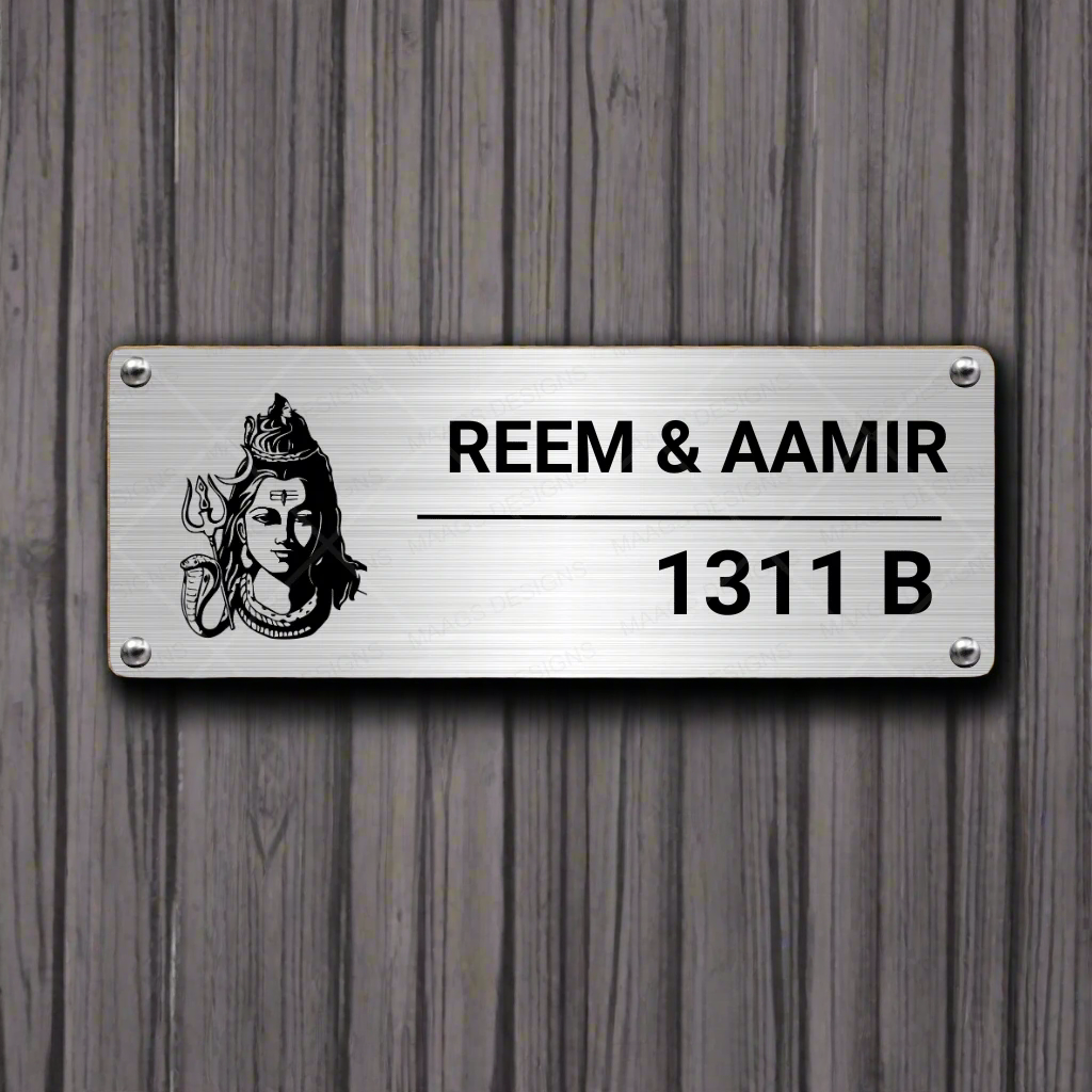 Ethnic Collection - Blessings of Shiv Ji | Premium Custom Name Plates for Homes Stainless Steel: Natural