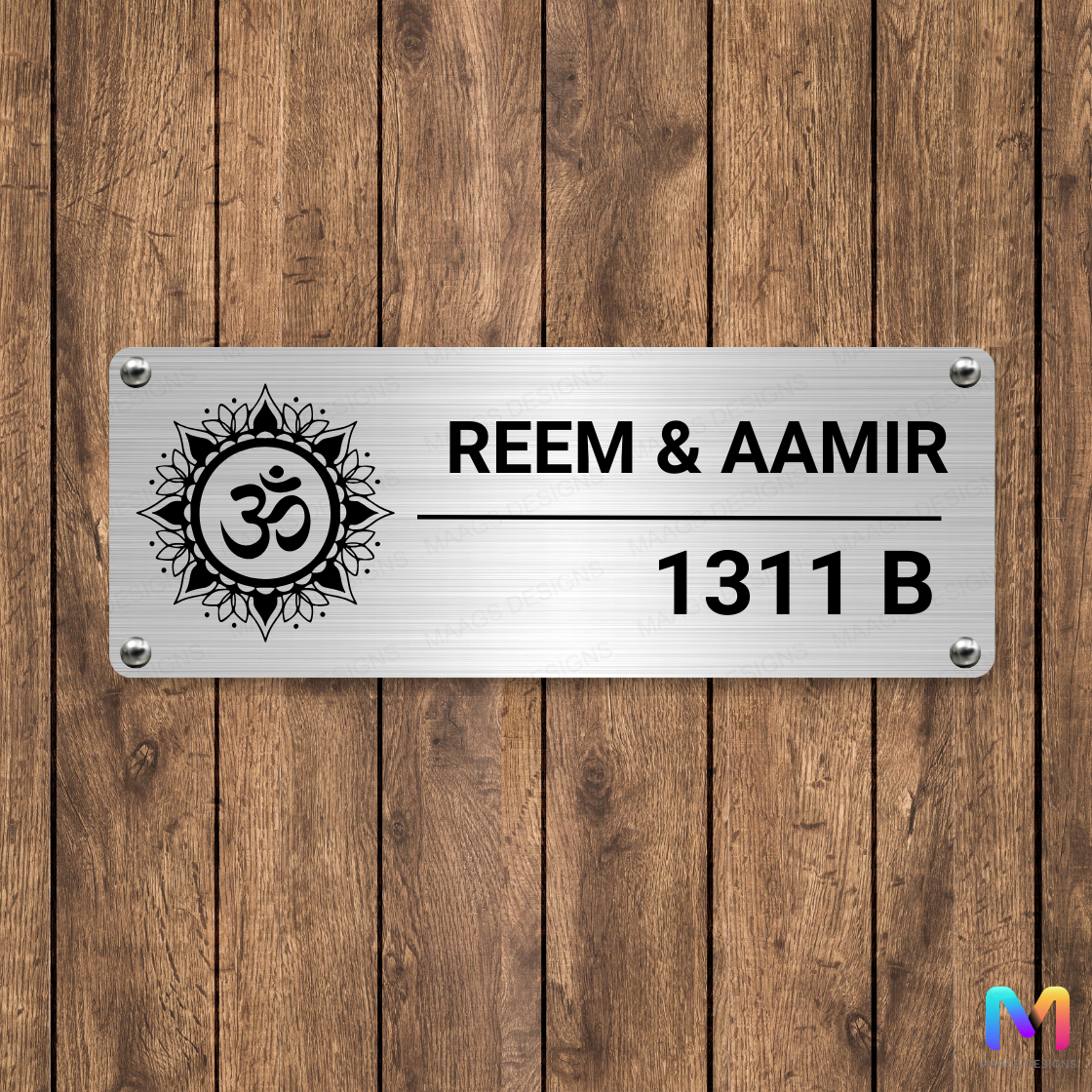 Ethnic Collection - Hari Om Name Plate for Home (Stainless Steel) | Premium Custom Name Plates for Homes Stainless Steel: Natural