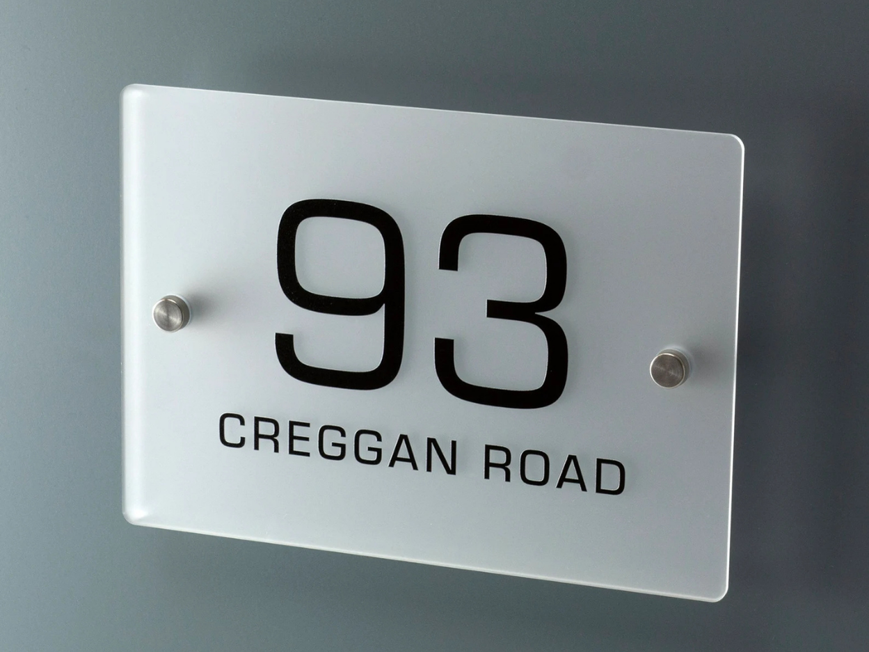 Frosted Elegance - House Number Plate (Acrylic) Acrylic Black