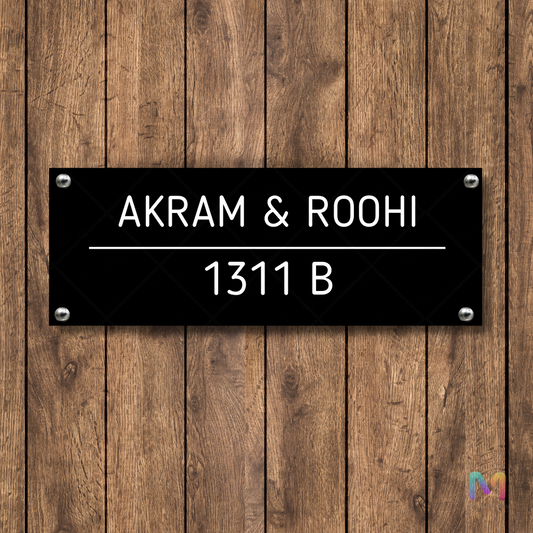 Classic Contrast - Black White | Premium Custom Name Plate for Home and Office