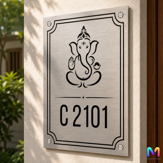 ShubhAura House Number Plate in Stainless Steel