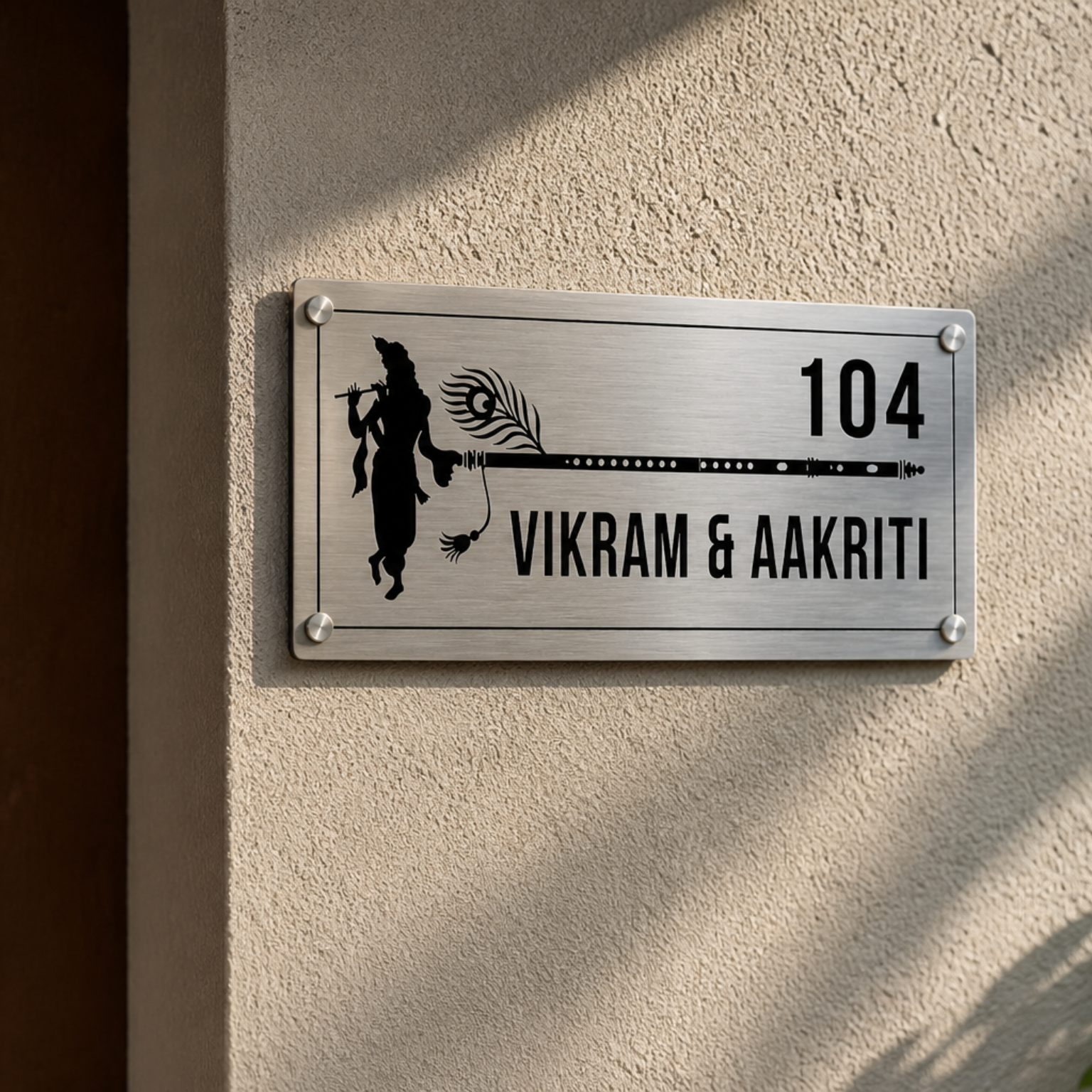 Ethnic Collection - Shri Krishna (Stainless Steel Name Plate) Stainless Steel: Natural