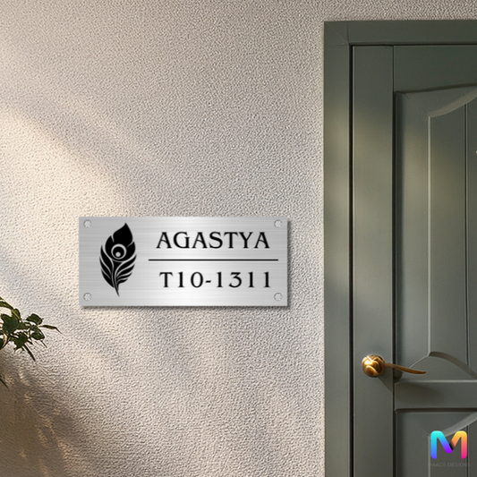 Ethnic Collection - Mor Pankh Stainless Steel Name Plate Stainless Steel: Natural