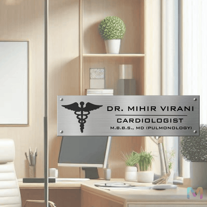 Doctor Designation Name Plate for Office (Metal) | Custom Name Plate for Home and Office