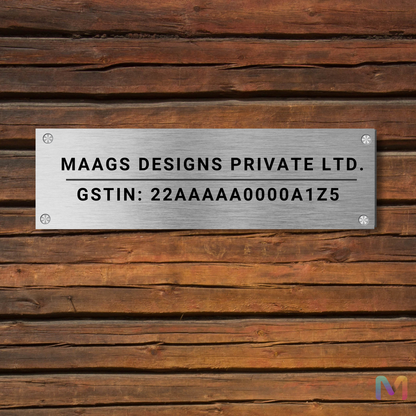 Vanguard - GST Number (Stainless Steel) | Name Plate with GST Number | Premium Office Name Plate