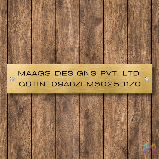 LedgerLine - GST Number (Stainless Steel), Name Plate with GST Number Stainless Steel: Gold