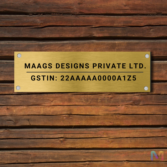 Vanguard - GST Number (Stainless Steel) | Name Plate with GST Number | Premium Office Name Plate