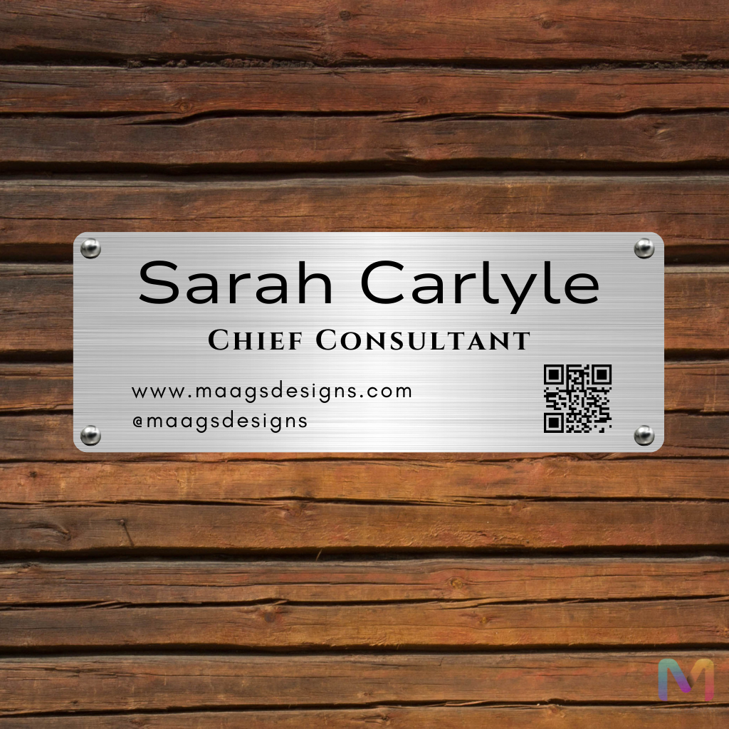 LinkSlate Plate (Stainless Steel) | Stainless Steel Name Plate with QR Code and GST Number