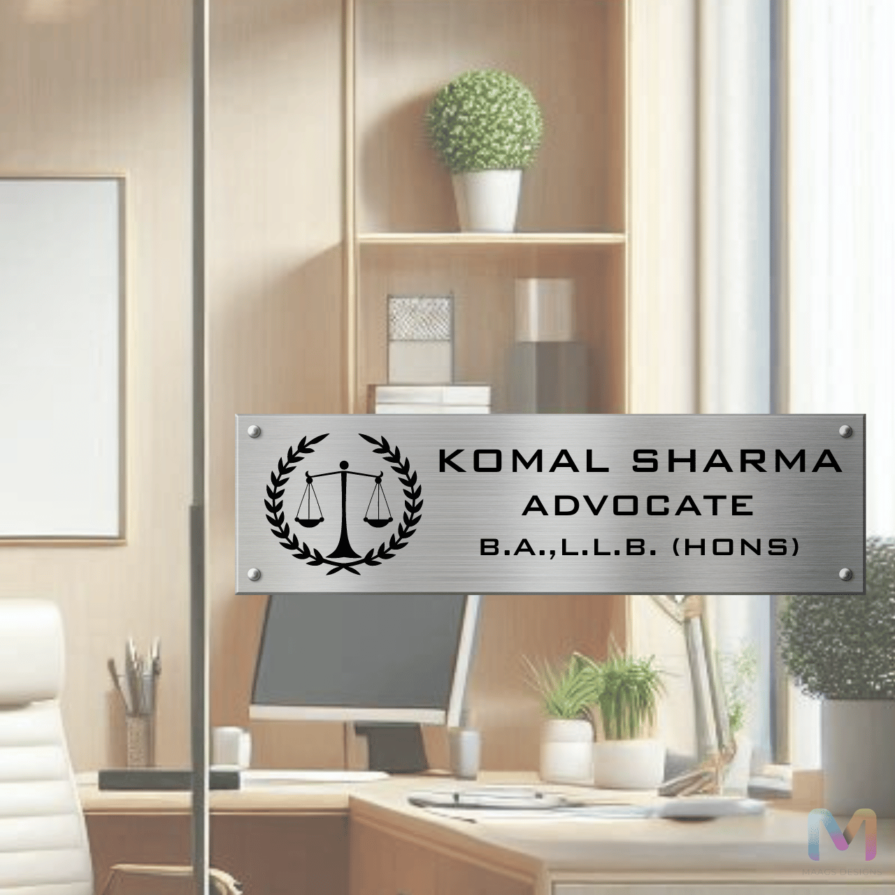 Lawyer Designation Name Plate for Office (Metal) | Custom Name Plate for Advocates and Lawyers