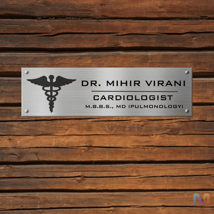 Doctor Designation Name Plate for Office (Metal) | Custom Name Plate for Home and Office