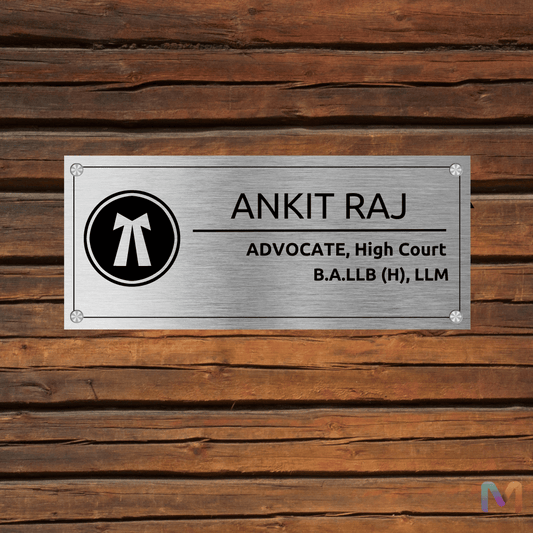 Lawyer Designation Name Plate for Office (Metal), Custom Name Plate for Advocates and Lawyers