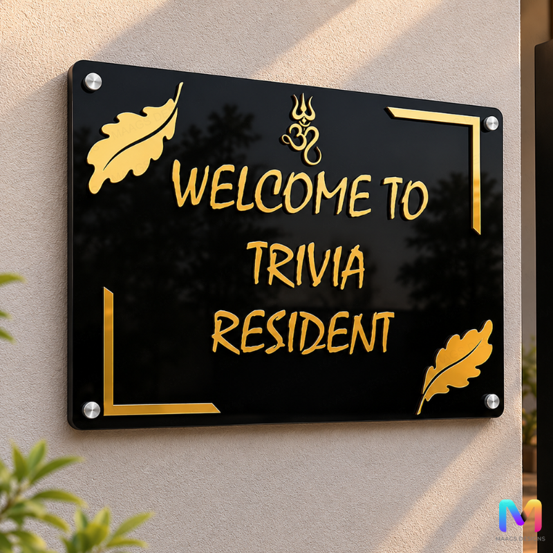 Om Royale Welcome Name Plate