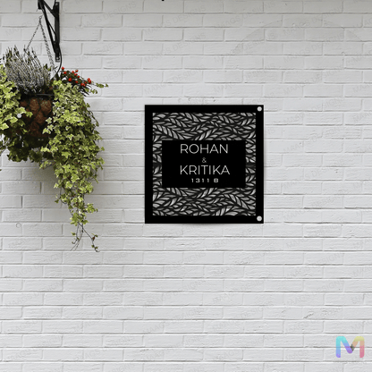 Blooming Square Name Plate | Custom Name Plates for Home