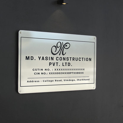 Steel Tag Identity - Stainless Steel Name Plate with Logo, Name Plate for Shops